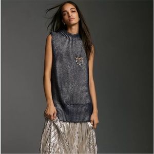 Anthro PILCRO OVERSIZED FOIL SWEATER VEST M